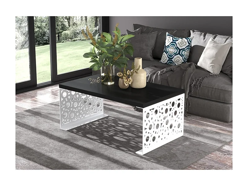 Table basse Dina/Bois&Métal/Blanc&Noir