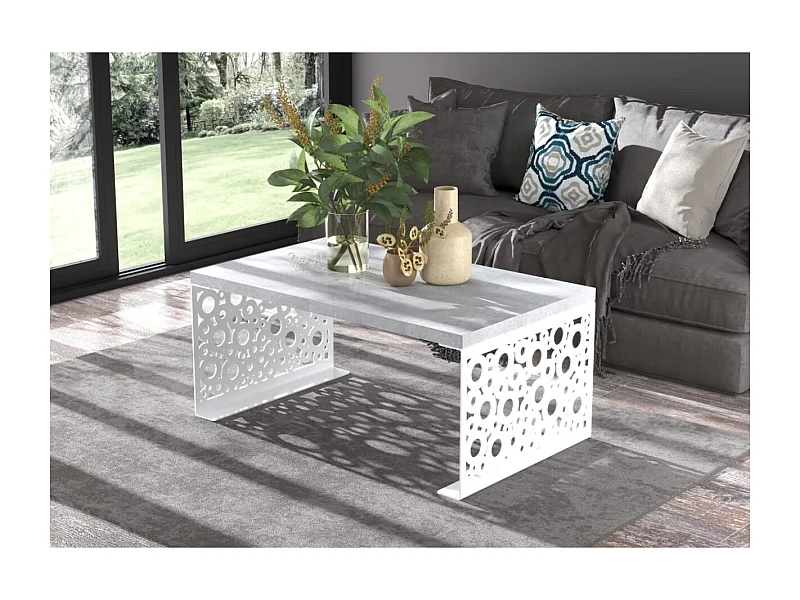 Tavolino Dina/Legno e Metallo/Bianco&Grigio