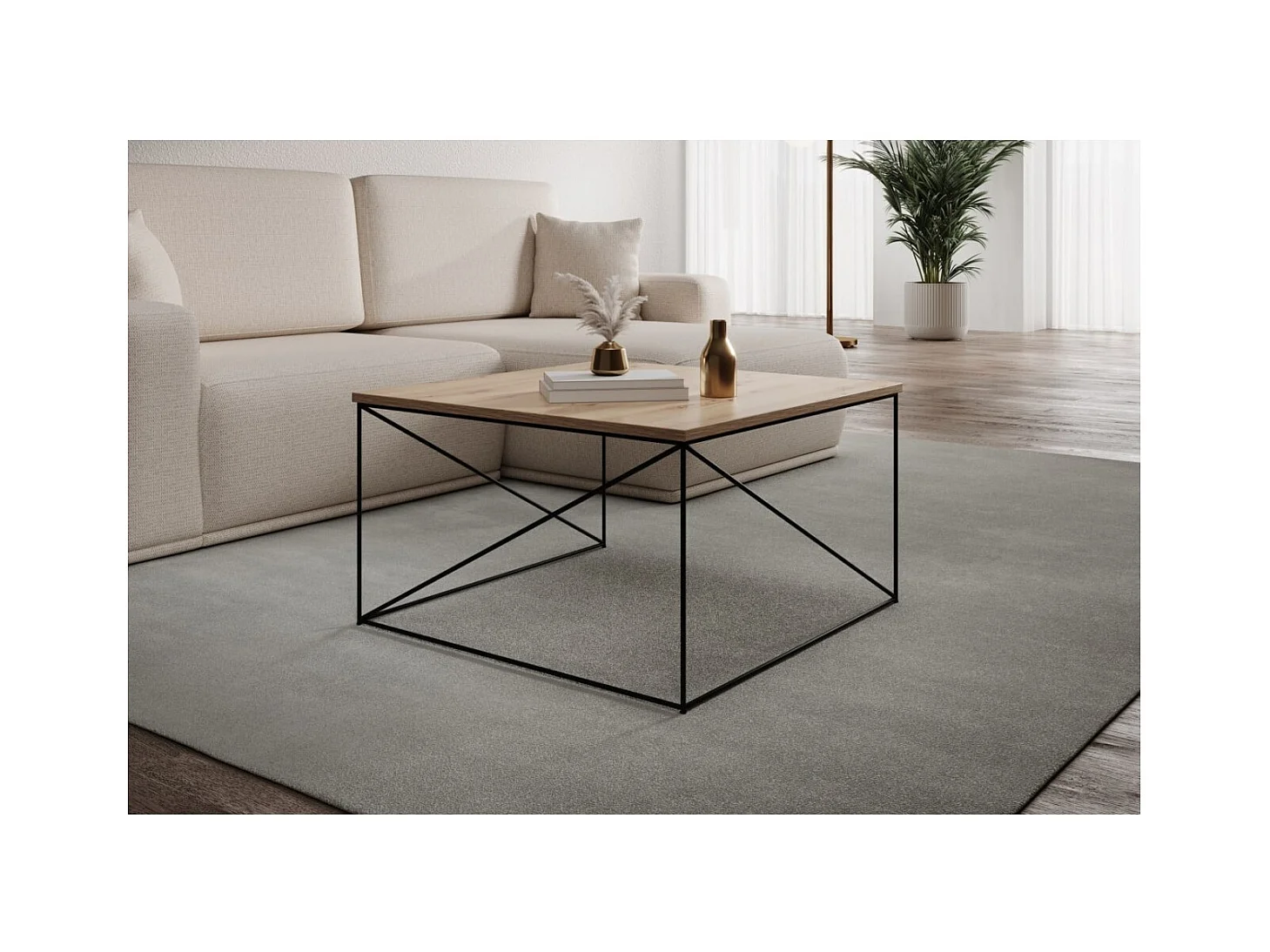 Table basse Elia/contreplaqué et métal/noir&marron