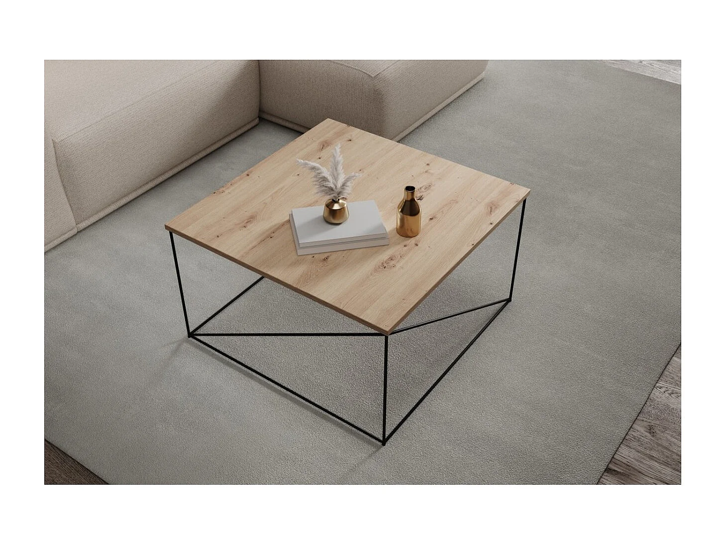 Table basse Elia/contreplaqué et métal/noir&marron