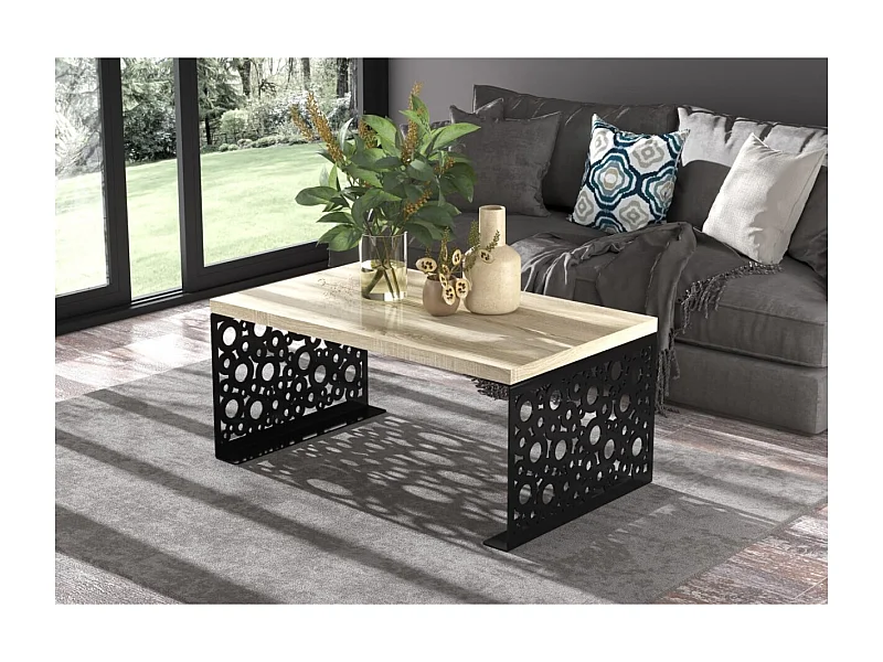 Couchtisch Dina/Holz&Metall/Schwarz&Sonoma