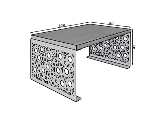 Table basse Dina/Bois&Métal/Noir&Sonoma
