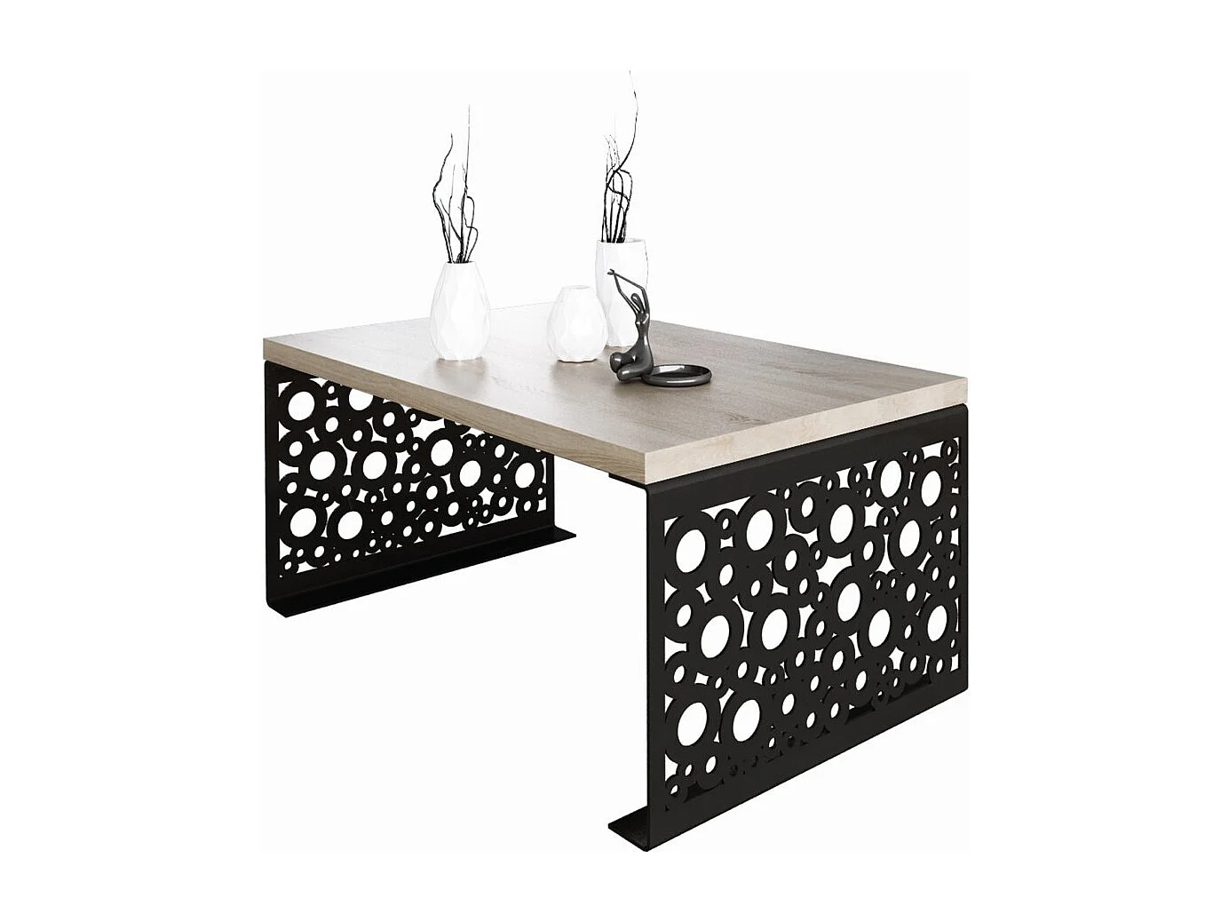 Tavolino Dina/Legno e Metallo/Nero&Sonoma