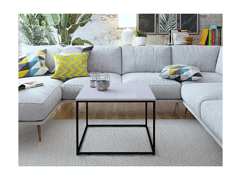 Couchtisch Delvet/Holz&Metall/Schwarz&Weiss