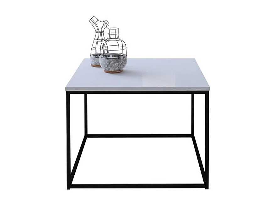 Table basse Delvet/bois et métal/Noir&Blanc