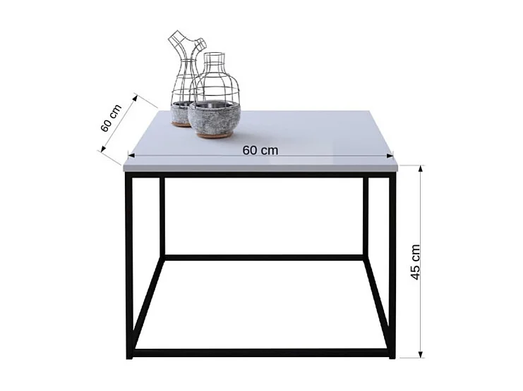 Table basse Delvet/bois et métal/Noir&Blanc