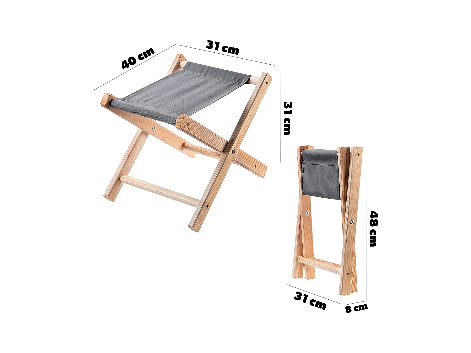 KADAX Klappbarer Holzhocker 40x31cm