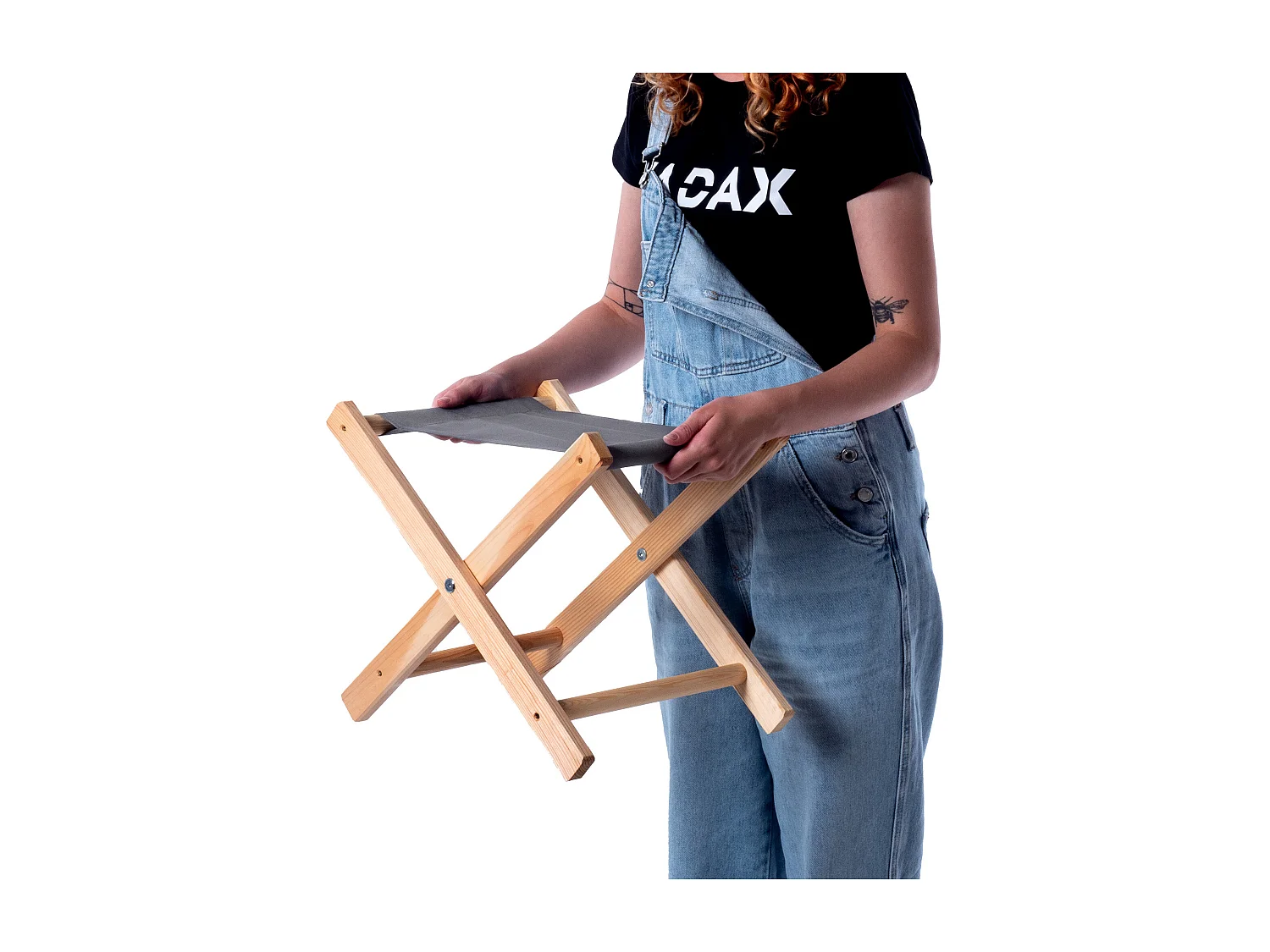 Tabouret pliant KADAX, 40 x 31 x 31 cm, tabouret en bois, chaise pliante jusqu'à 100 kg de capacité de charge, chaise pliante pour jardin, balcon, terrasse et