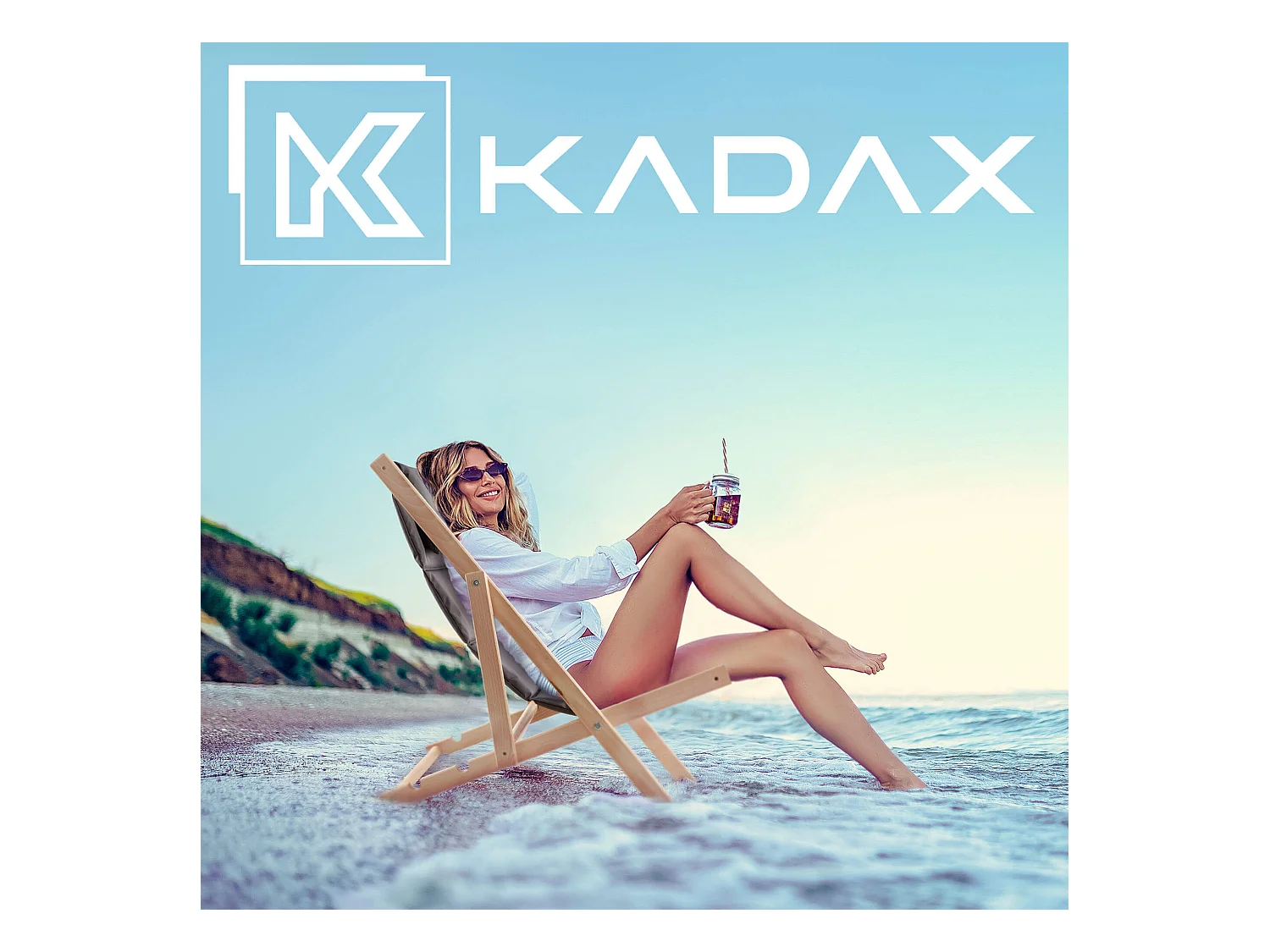 KADAX Leżak plażowy z poduszką Troia, szary