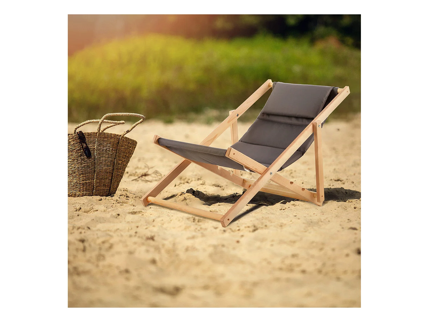 KADAX Leżak plażowy z poduszką Troia, szary