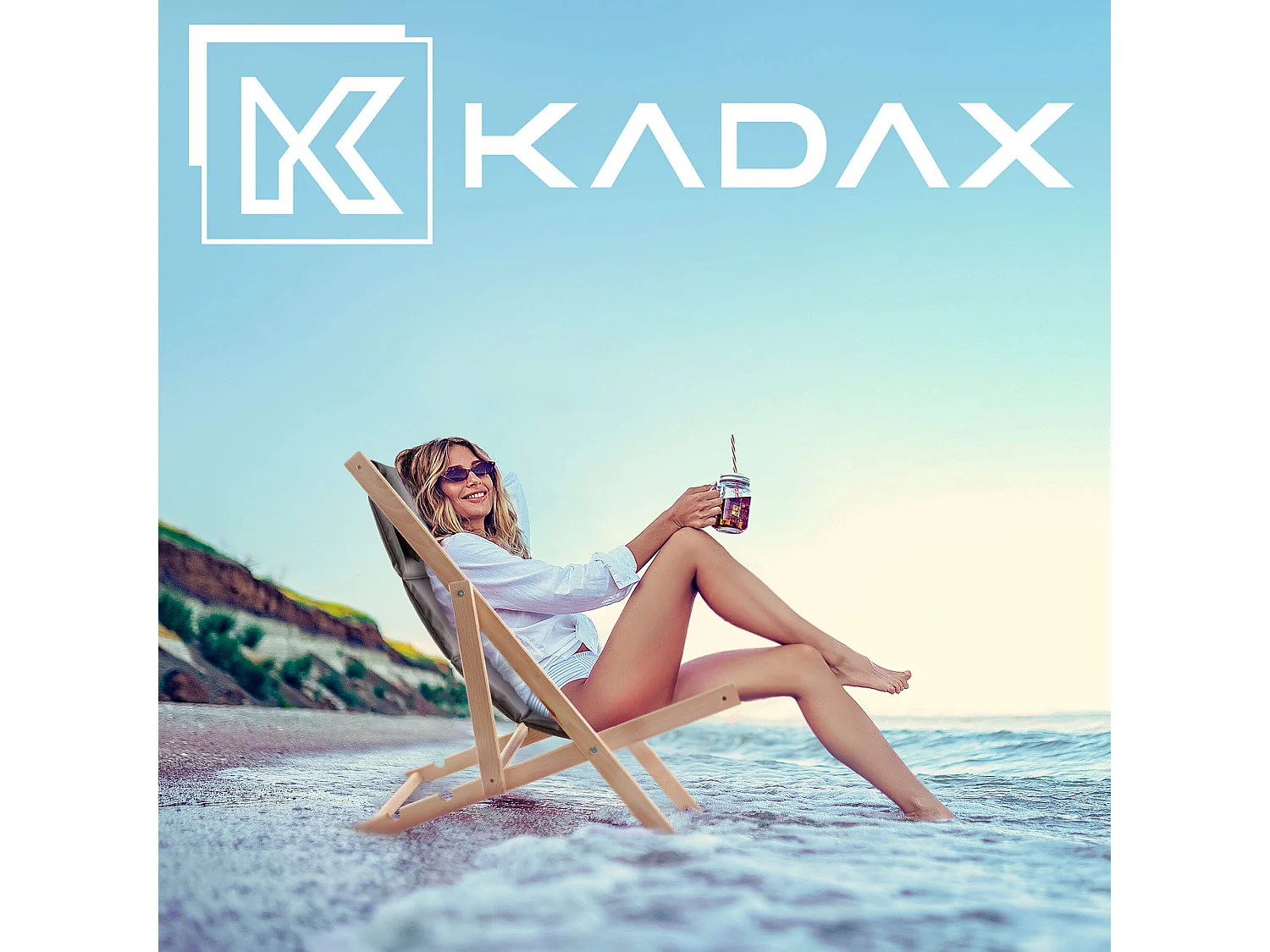 KADAX Bain de soleil, chaise longue de plage en bois, transat jusqu'à 120 kg, bain de soleil en bois de hêtre, chaises pliantes en bois, chaise de plage, chaise de