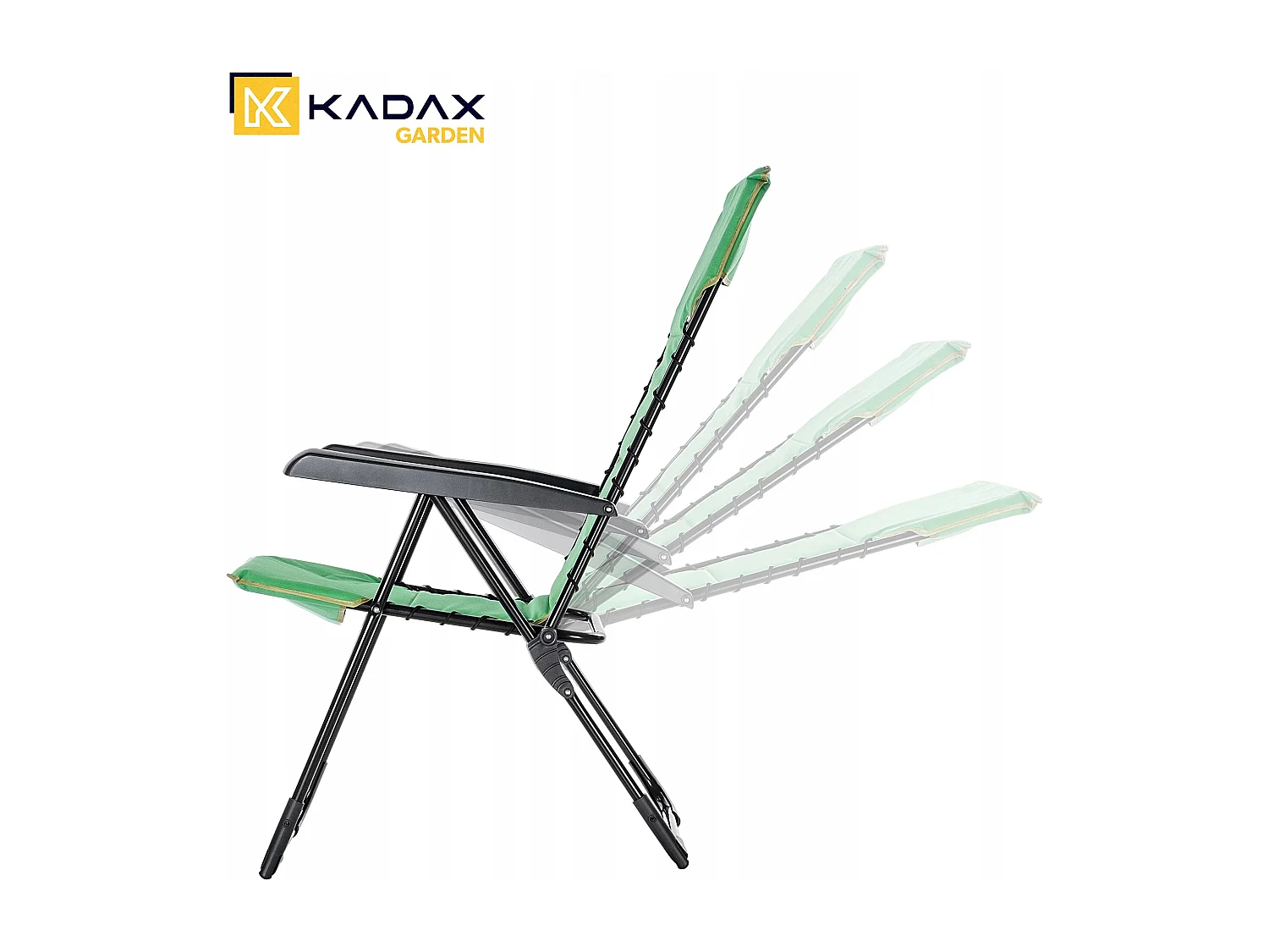 Chaise de jardin KADAX, dossier haut en acier, chaise pliante avec accoudoirs, chaise pliante avec capacité de charge jusqu'à 110 kg, chaise de balcon pour