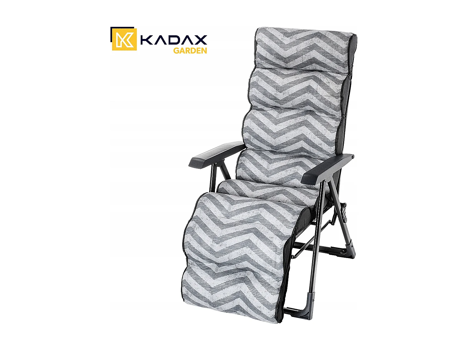 KADAX Chaise de jardin, chaise longue avec coussin épais, structure en acier, chaise de jardin avec repose-pieds, chaise longue pliante avec capacité de charge