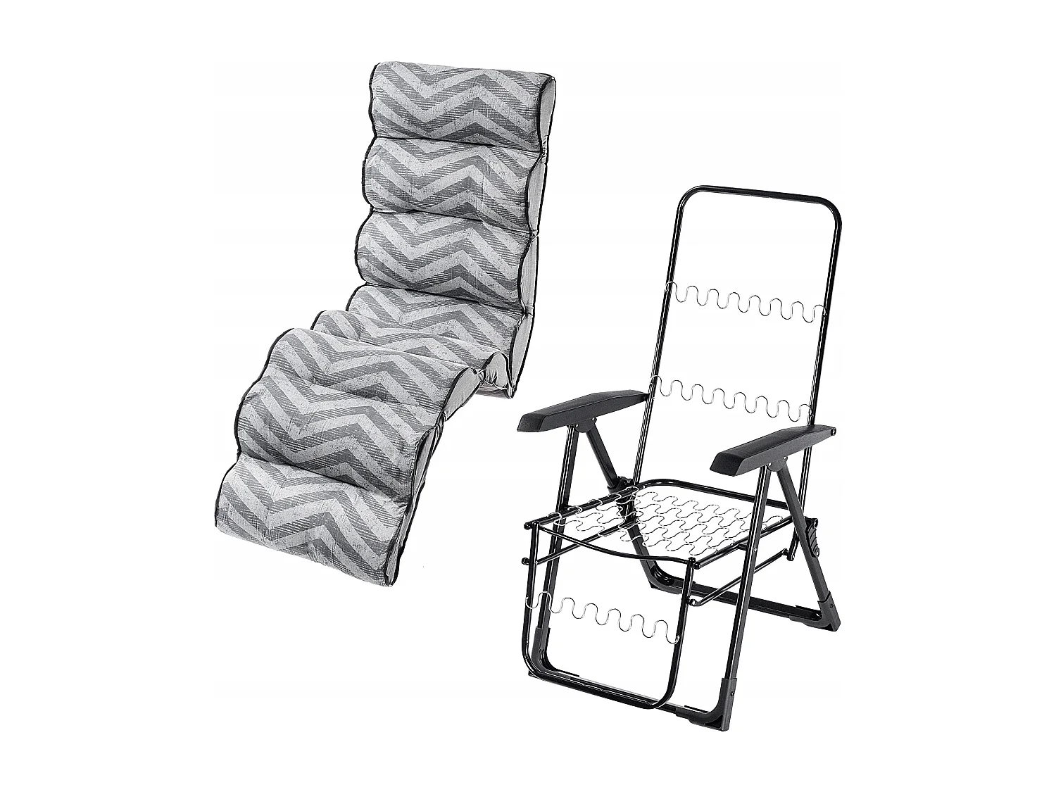 KADAX Chaise de jardin, chaise longue avec coussin épais, structure en acier, chaise de jardin avec repose-pieds, chaise longue pliante avec capacité de charge