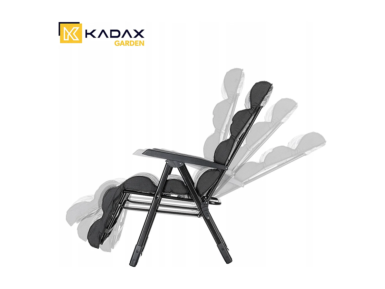 KADAX Chaise de jardin, chaise longue avec coussin épais, structure en acier, chaise de jardin avec repose-pieds, chaise longue pliante avec capacité de charge