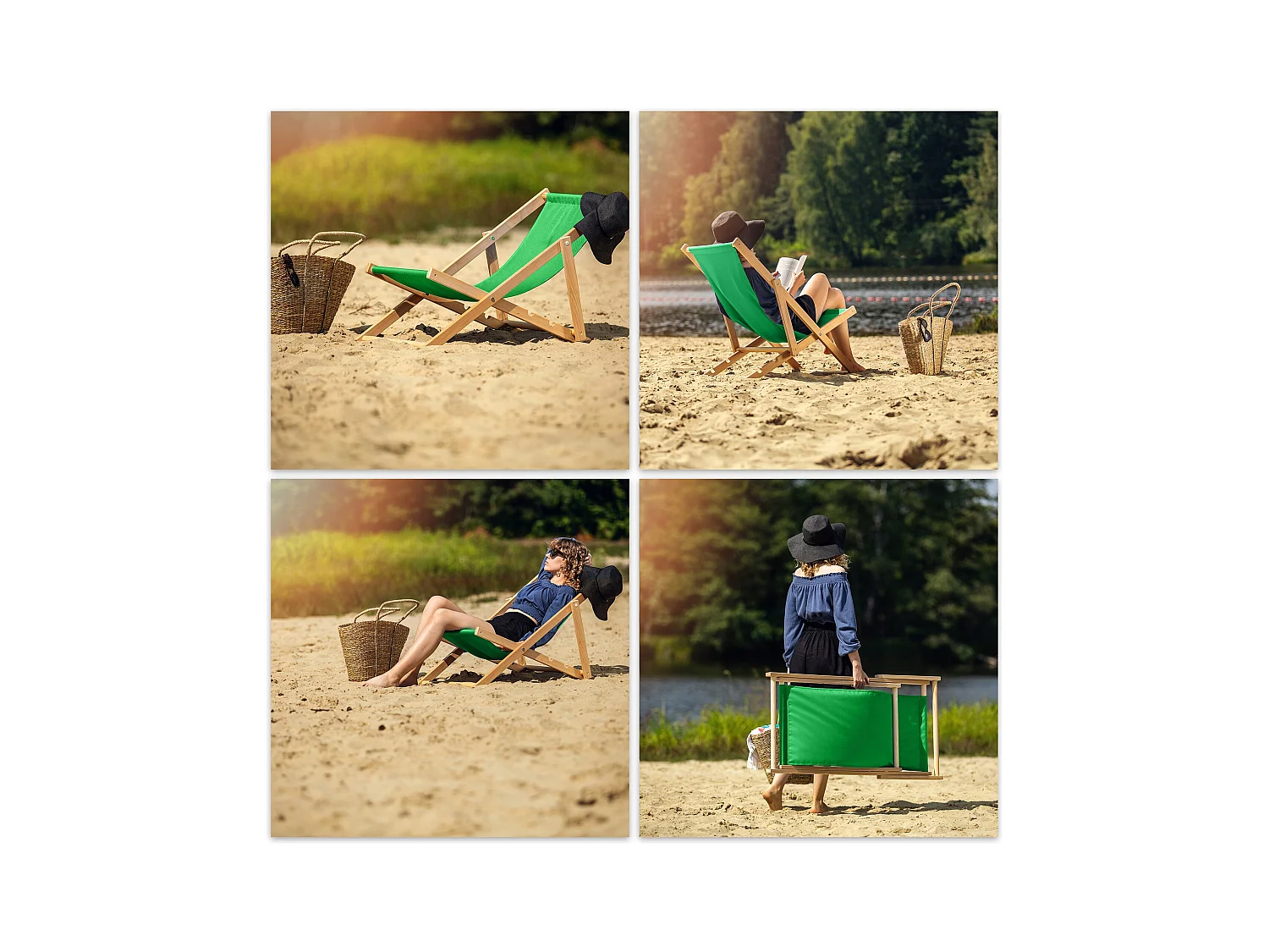 KADAX Liegestuhl aus Holz, klappbarer Strandgartenstuhl