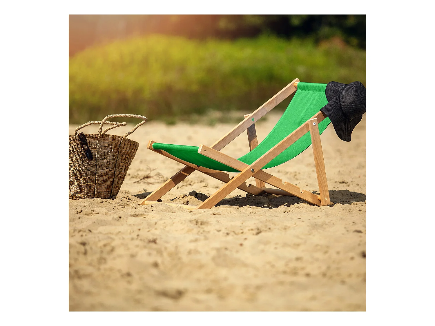 KADAX Liegestuhl aus Holz, klappbarer Strandgartenstuhl