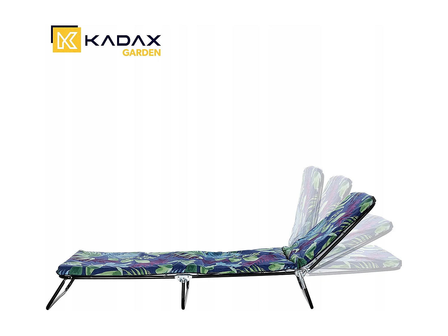 KADAX Ligstoel, inklapbare ligstoel met 5 regelingsmodi, opklapbed met bekleding, driepotige ligstoel met draagvermogen tot 250 kg, ligstoel voor tuin (blauw-groen)