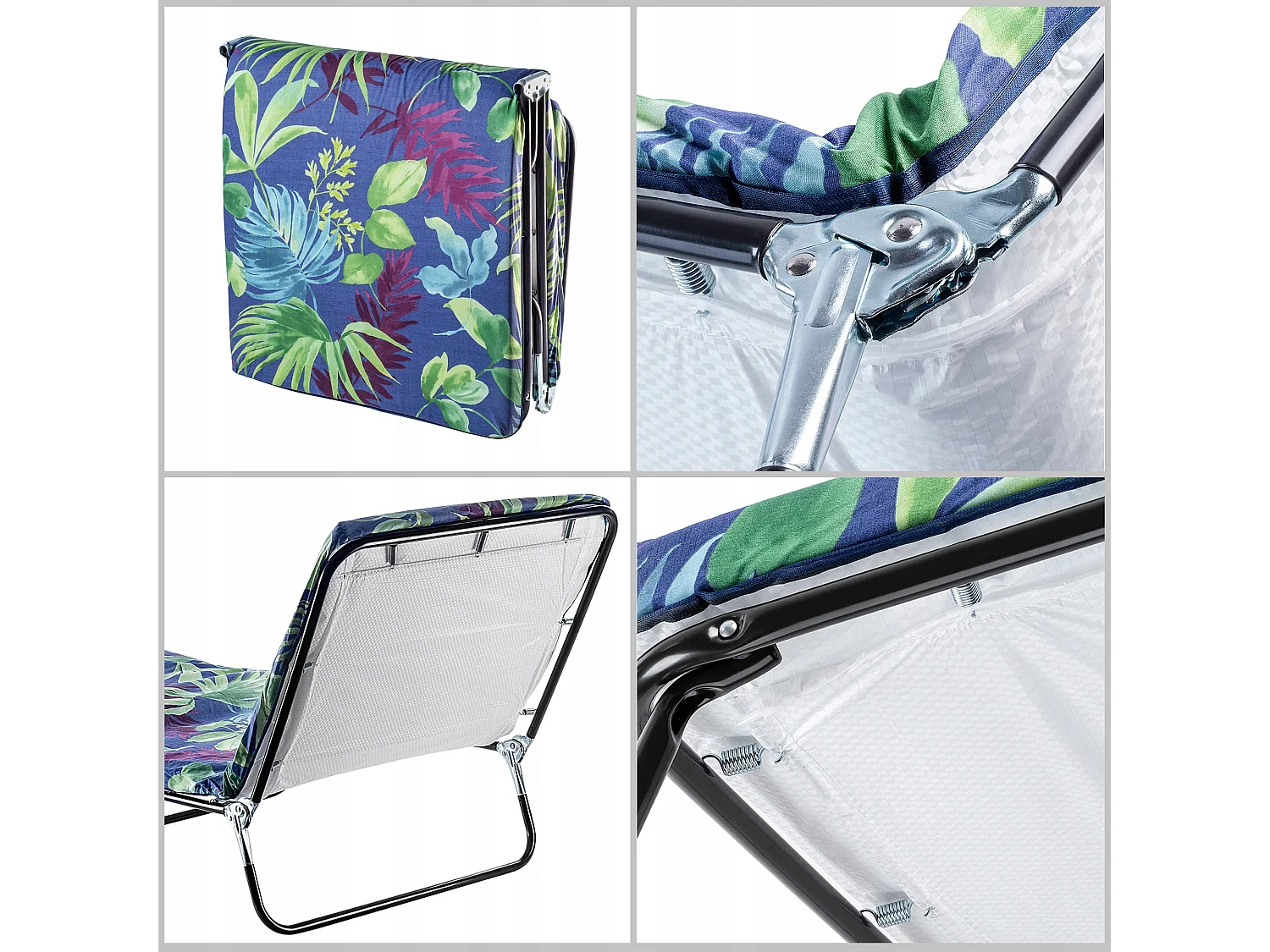 KADAX Ligstoel, inklapbare ligstoel met 5 regelingsmodi, opklapbed met bekleding, driepotige ligstoel met draagvermogen tot 250 kg, ligstoel voor tuin (blauw-groen)