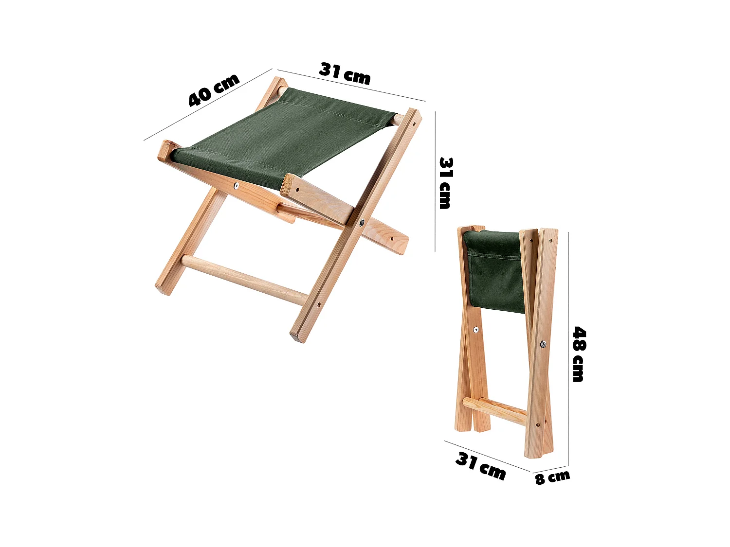 Banco dobrável de madeira KADAX Banco de jardim de 40x31 cm para assento de jardim doméstico