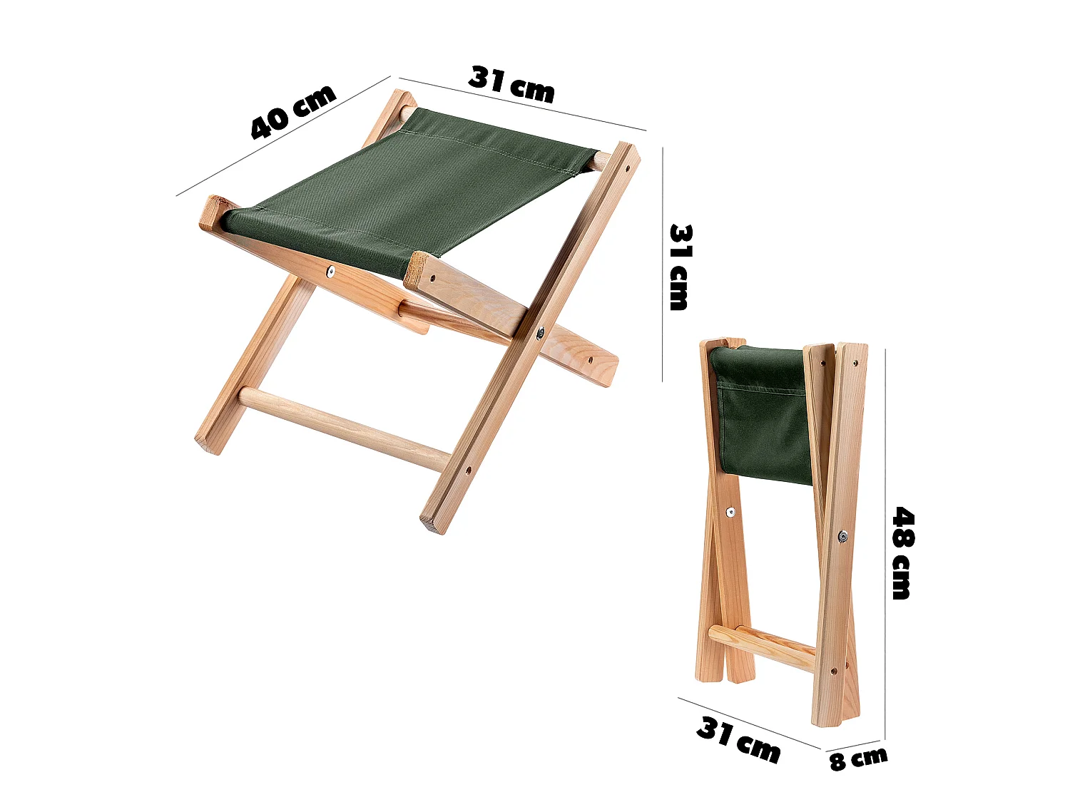 Tabouret pliant Nouro, vert bouteille
