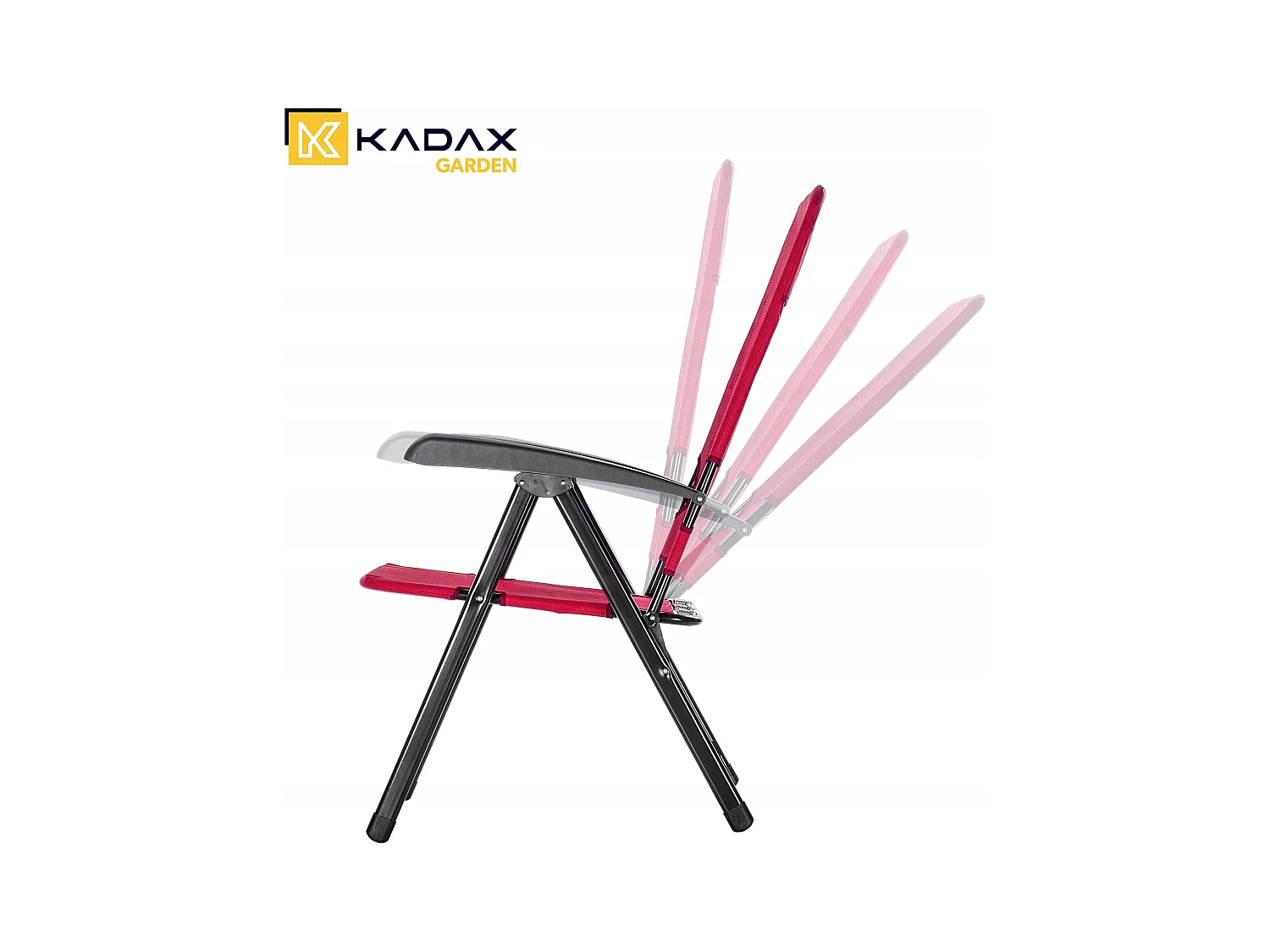 Chaise de jardin KADAX, dossier haut en acier, chaise pliante avec accoudoirs, chaise pliante avec capacité de charge jusqu'à 110 kg, chaise longue avec dossier