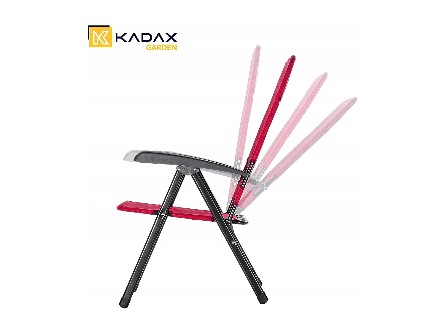 Chaise de jardin KADAX, dossier haut en acier, chaise pliante avec accoudoirs, chaise pliante avec capacité de charge jusqu'à 110 kg, chaise longue avec dossier
