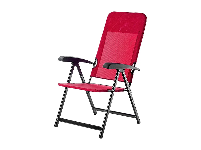 Chaise de jardin KADAX, dossier haut en acier, chaise pliante avec accoudoirs, chaise pliante avec capacité de charge jusqu'à 110 kg, chaise longue avec dossier