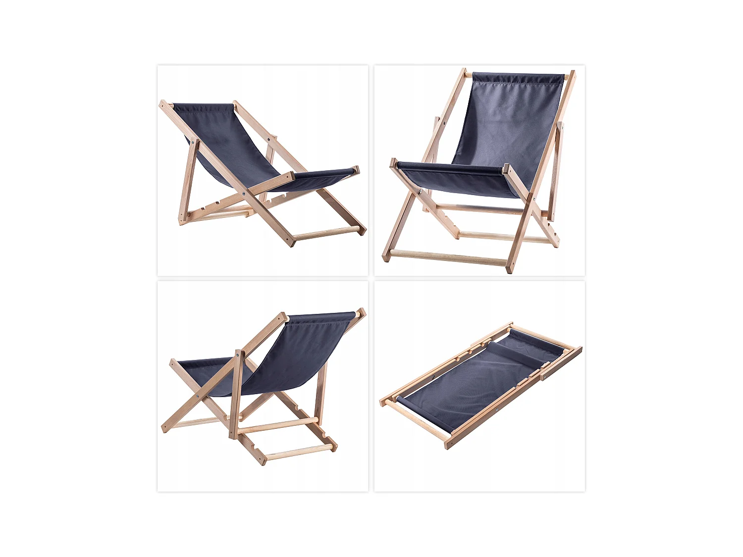 KADAX Chaise longue, chaise de plage en bois, transat jusqu'à 120 kg, chaise longue en bois de hêtre, chaises pliantes en bois, chaise de plage, chaise pliante