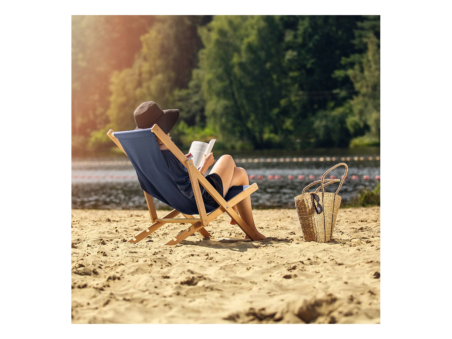 KADAX Chaise longue, chaise de plage en bois, transat jusqu'à 120 kg, chaise longue en bois de hêtre, chaises pliantes en bois, chaise de plage, chaise pliante
