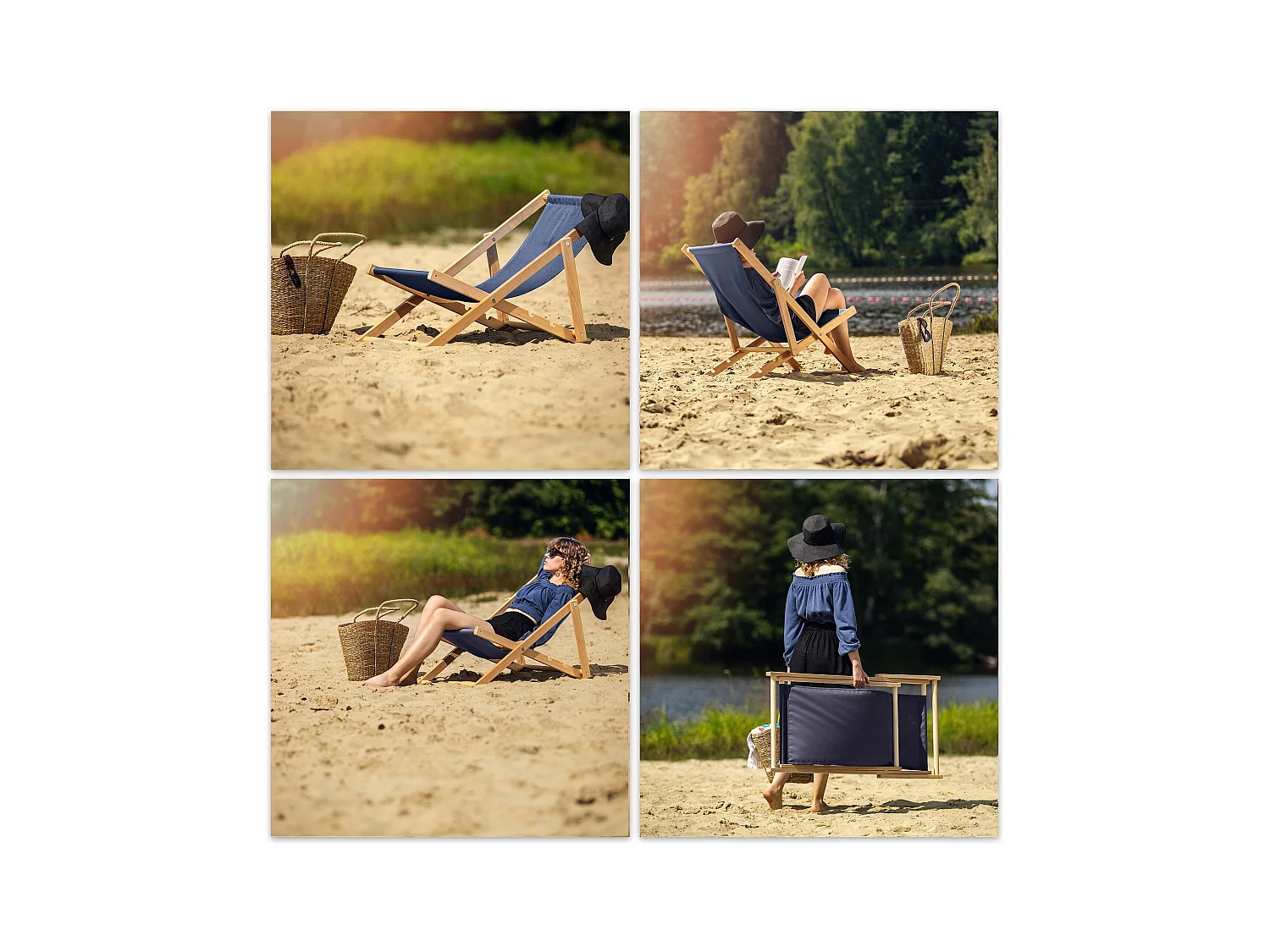 KADAX Liegestuhl aus Holz, klappbarer Strandgartenstuhl