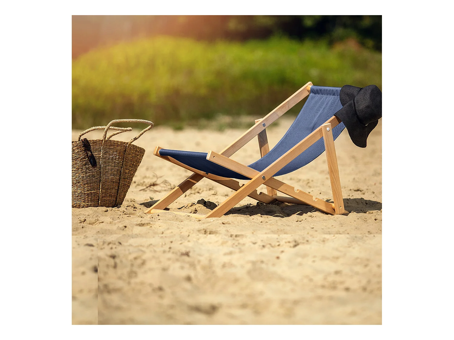 KADAX Liegestuhl aus Holz, klappbarer Strandgartenstuhl