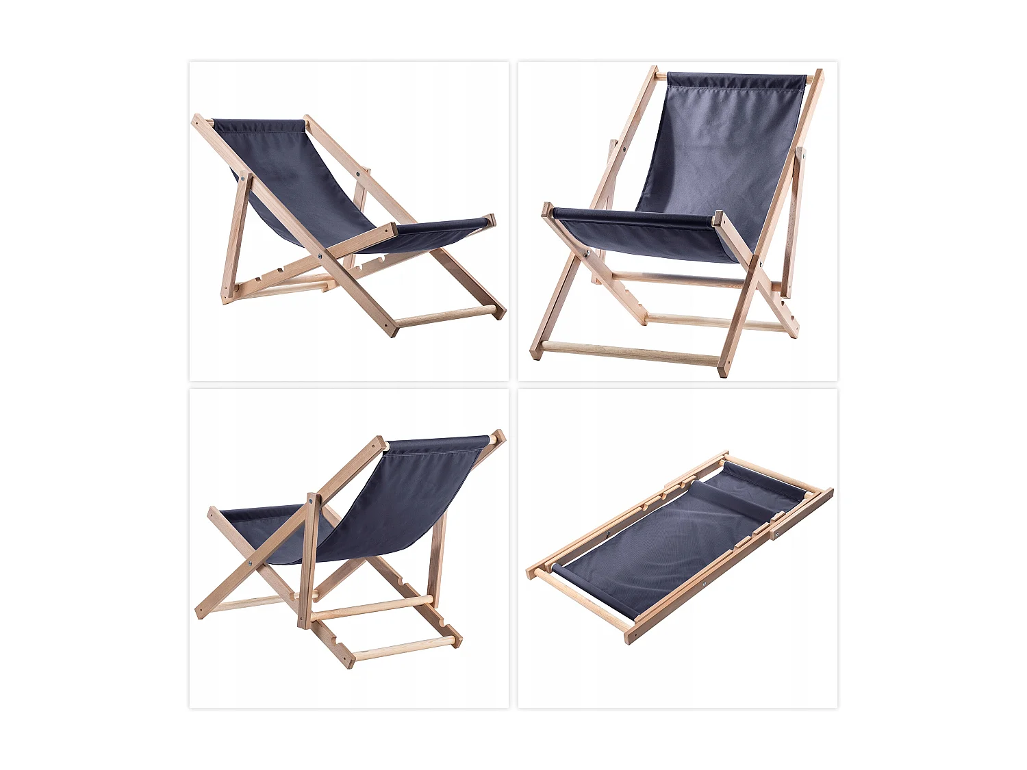 KADAX Chaise longue, chaise de plage en bois, transat jusqu'à 120 kg, chaise longue en bois de hêtre, chaises pliantes en bois, chaise de plage, chaise pliante