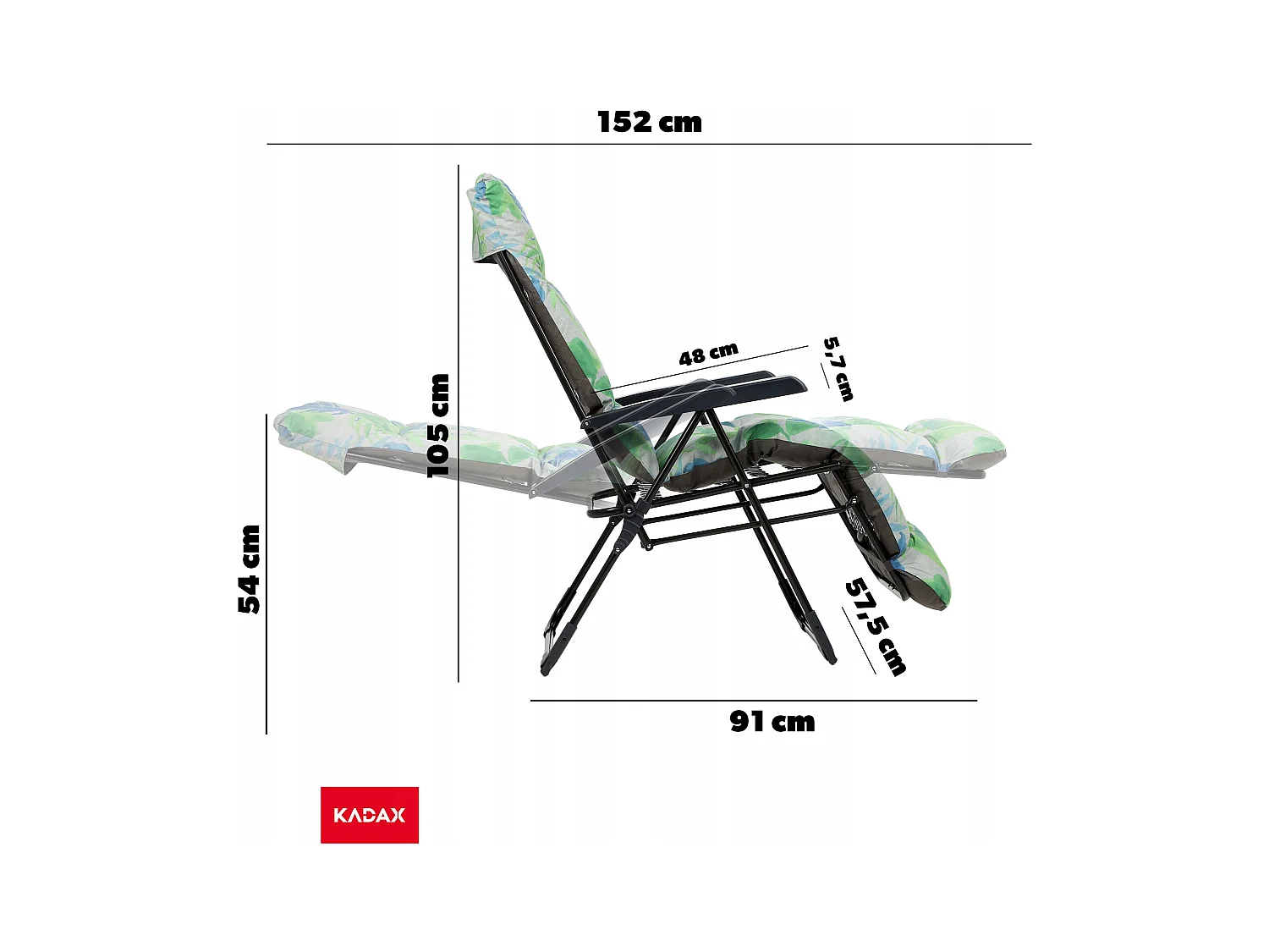 KADAX Sdraio da giardino Sedia da spiaggia Pieghevole Poggiapiedi Cuscino Chaise longue