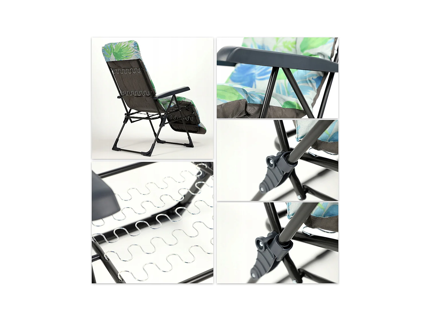 KADAX Sdraio da giardino Sedia da spiaggia Pieghevole Poggiapiedi Cuscino Chaise longue