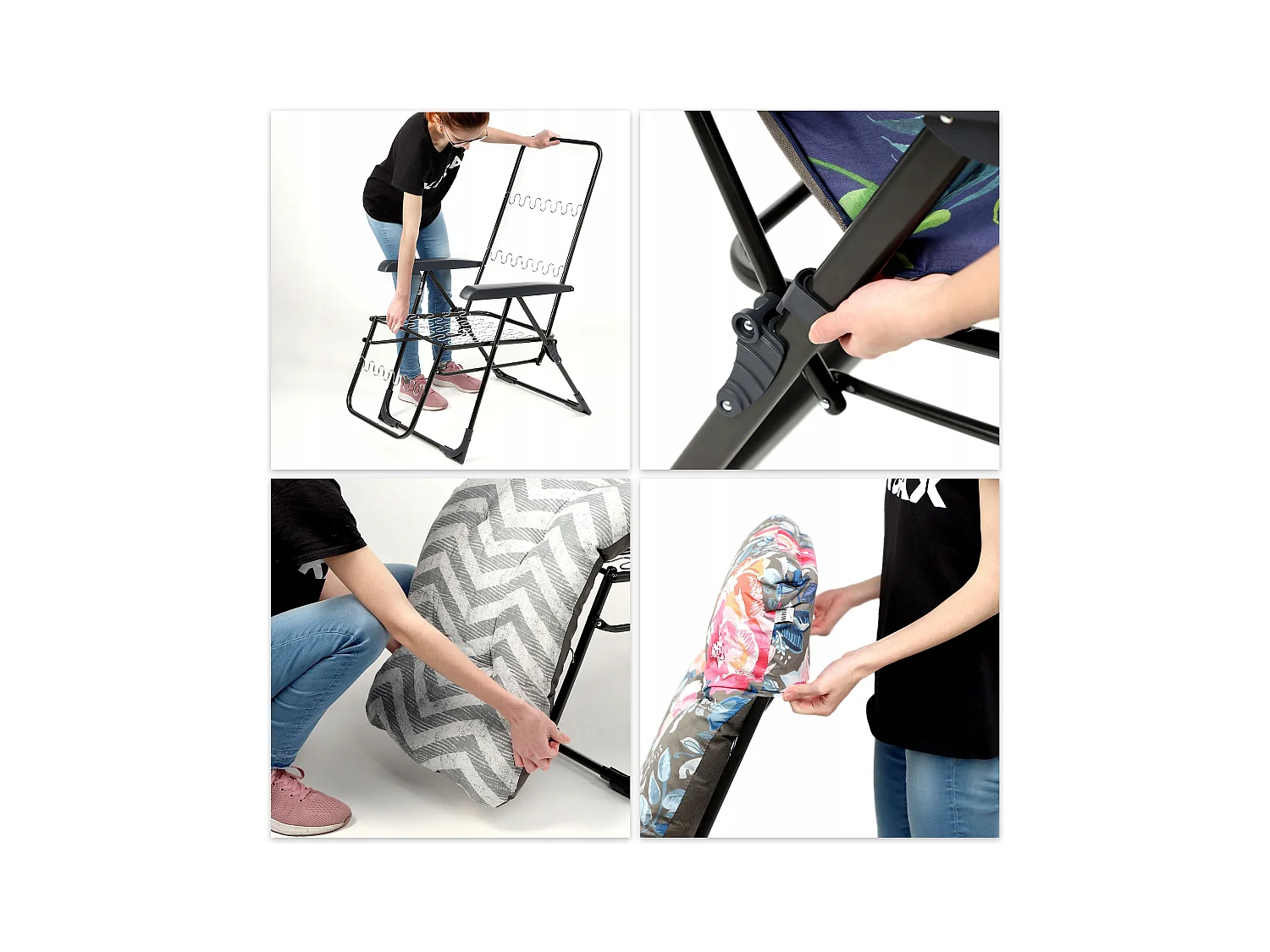 KADAX Sdraio da giardino Sedia da spiaggia Pieghevole Poggiapiedi Cuscino Chaise longue