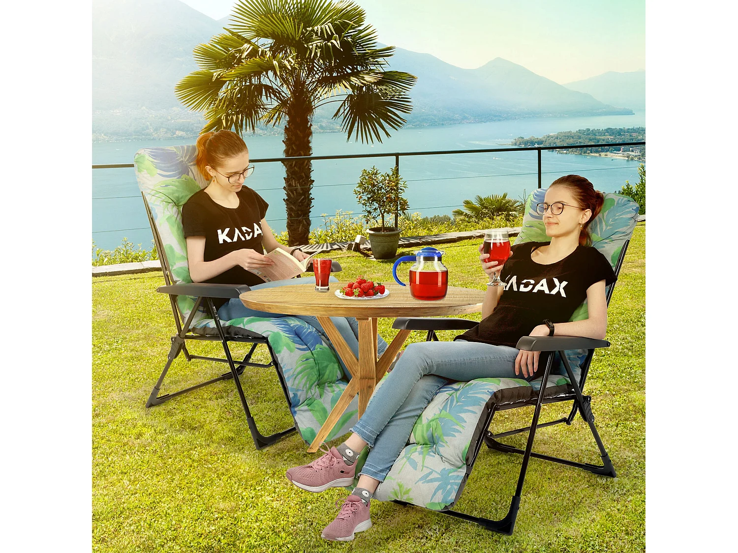 KADAX Tumbona Jardín Silla de Playa Reposapiés Plegable Cojín Chaise longue