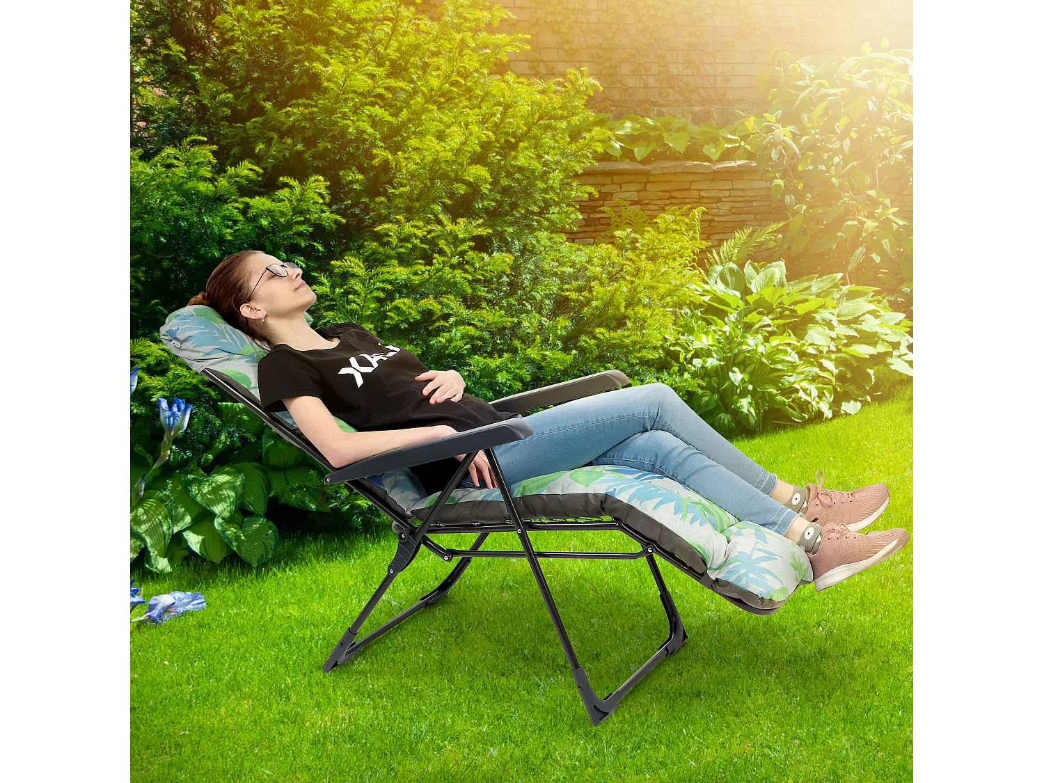 KADAX Tumbona Jardín Silla de Playa Reposapiés Plegable Cojín Chaise longue