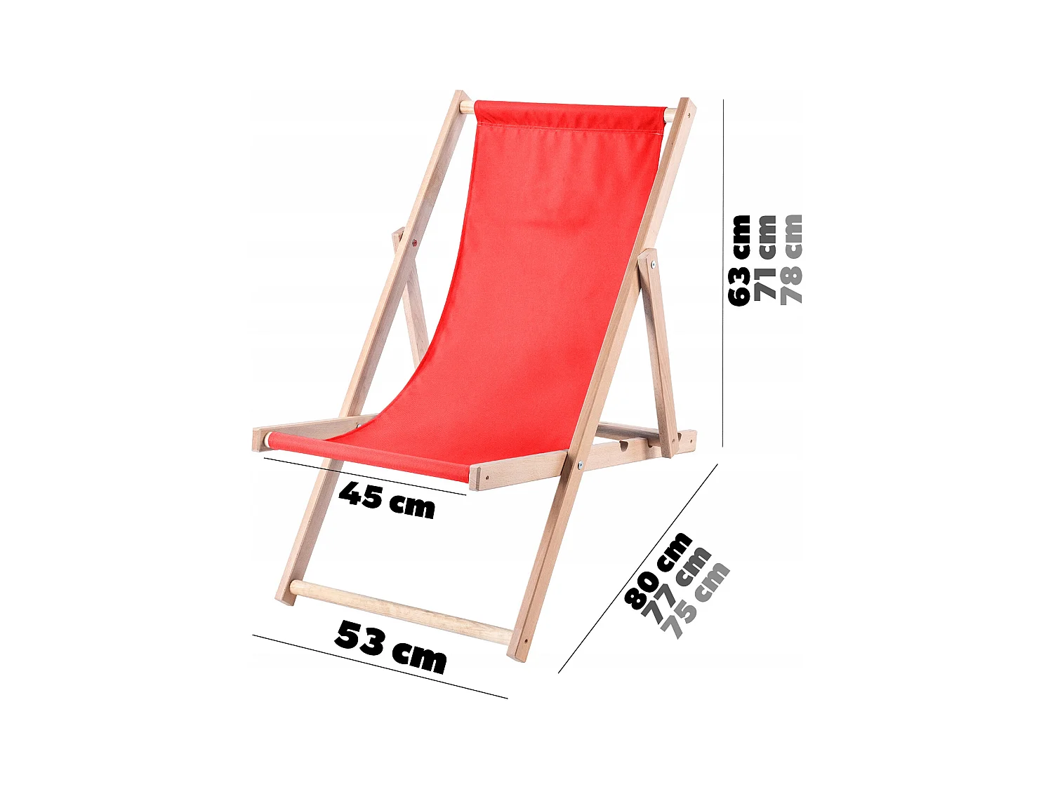 KADAX Holzgarten-Strandliegestuhl, zusammenklappbar, rote Liegestühle, polnischer Hersteller