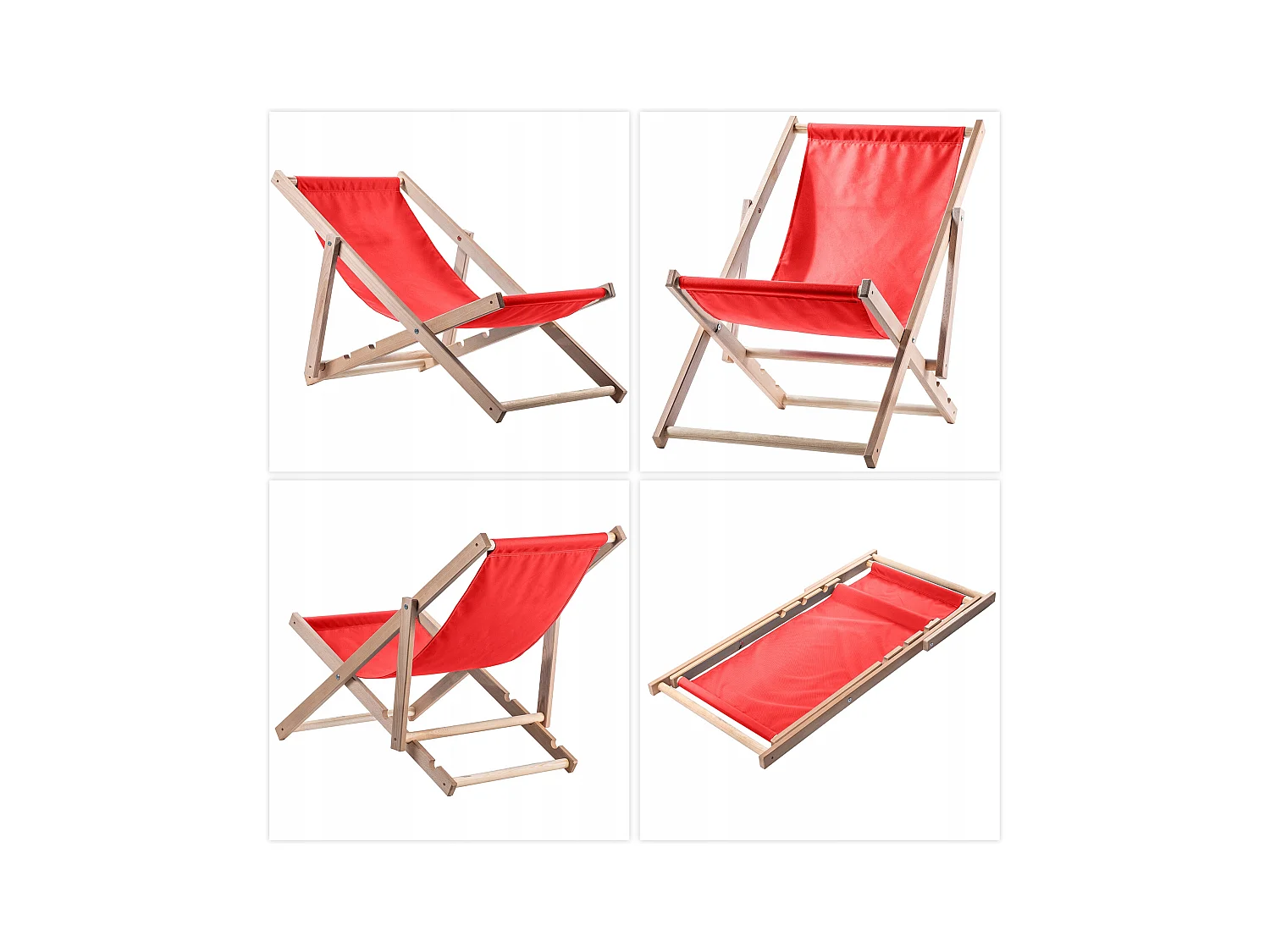 KADAX Holzgarten-Strandliegestuhl, zusammenklappbar, rote Liegestühle, polnischer Hersteller