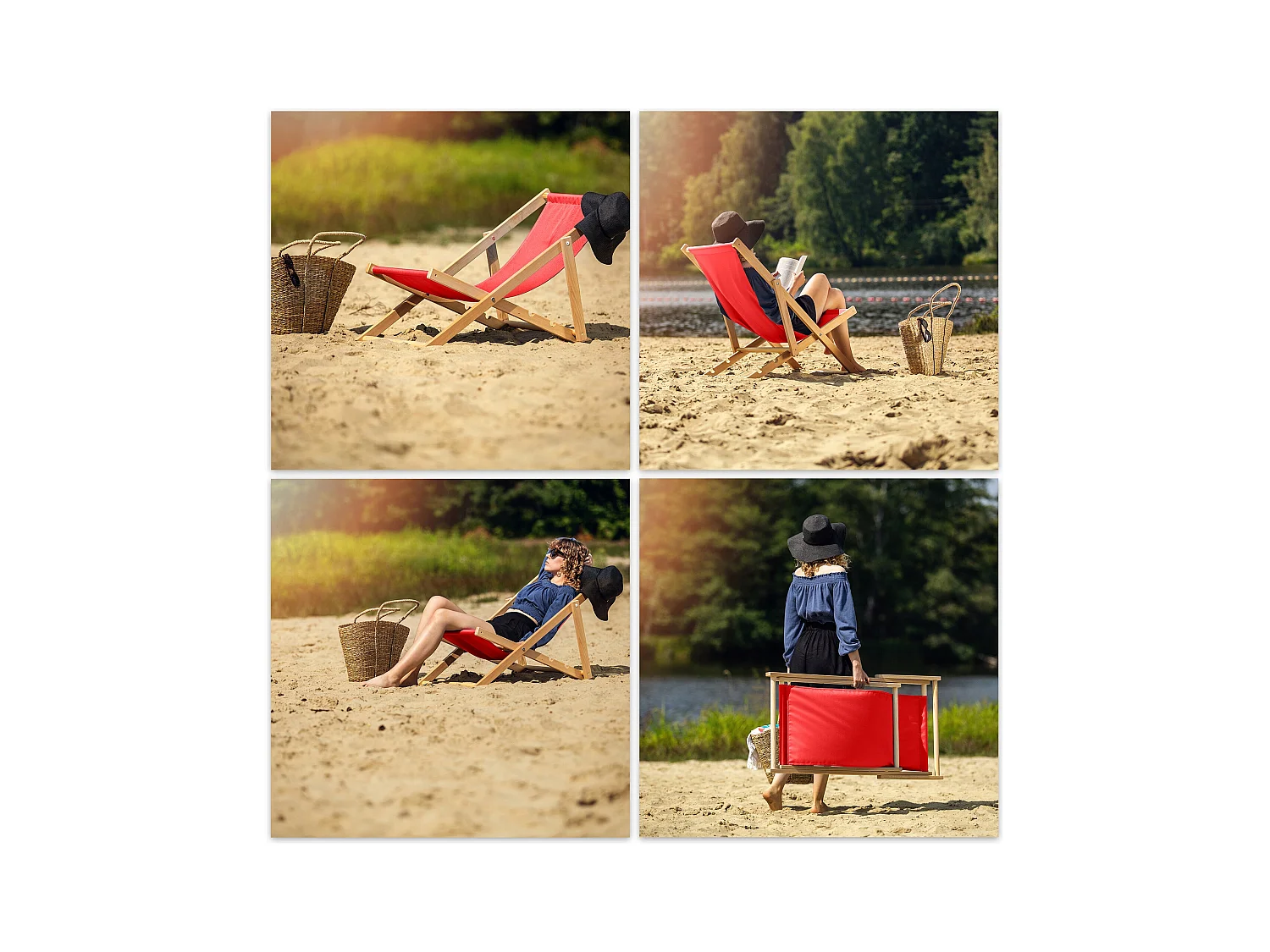 KADAX Holzgarten-Strandliegestuhl, zusammenklappbar, rote Liegestühle, polnischer Hersteller