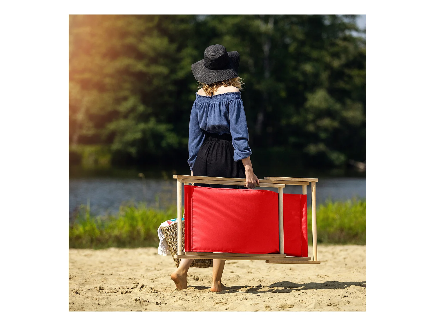 KADAX Holzgarten-Strandliegestuhl, zusammenklappbar, rote Liegestühle, polnischer Hersteller