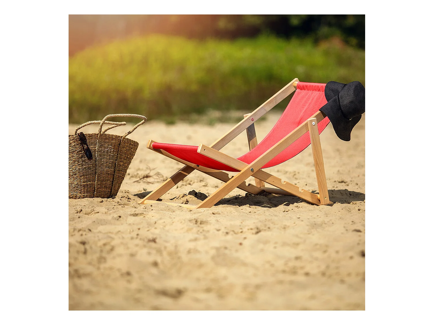 KADAX Holzgarten-Strandliegestuhl, zusammenklappbar, rote Liegestühle, polnischer Hersteller