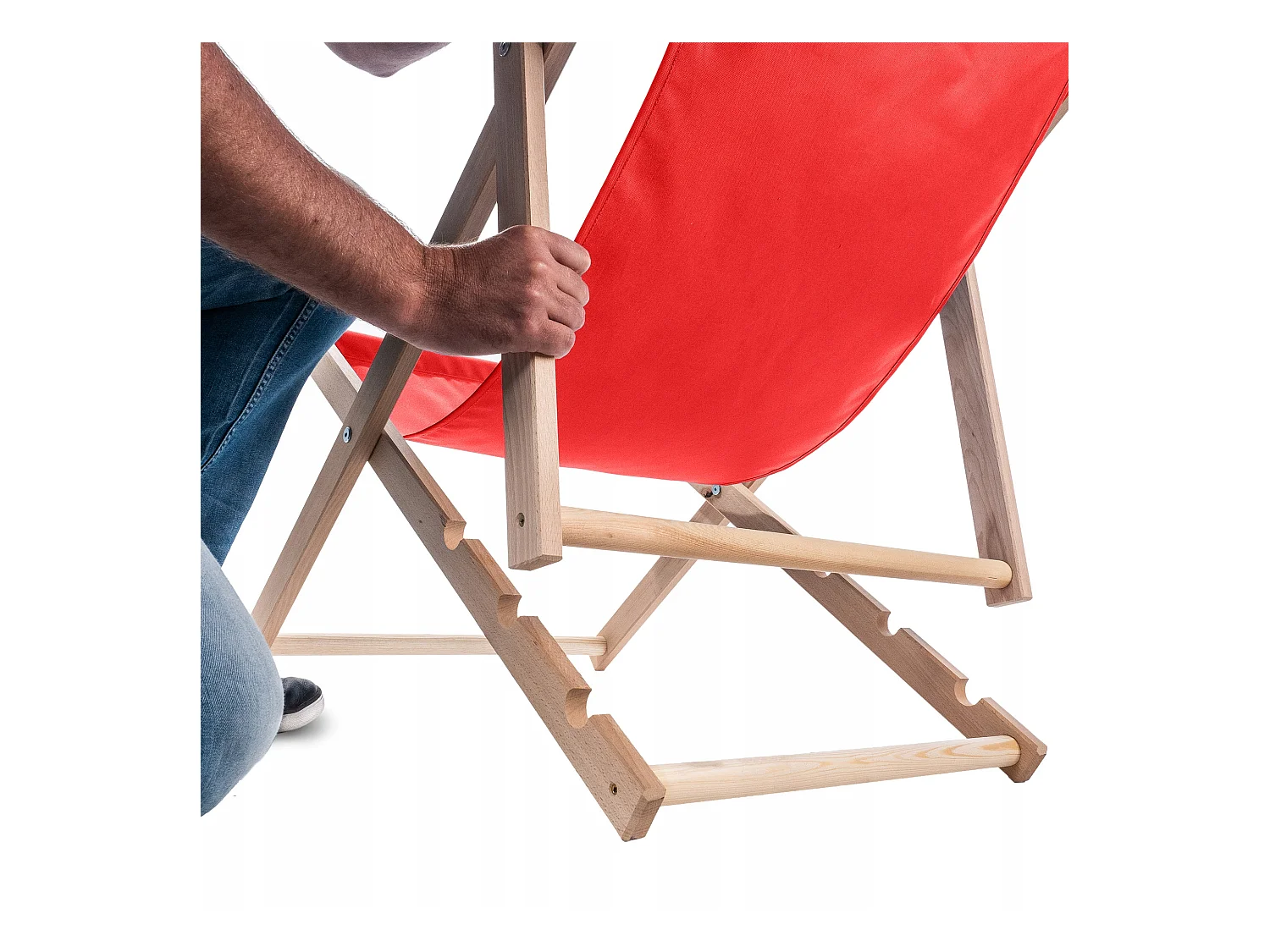 KADAX Holzgarten-Strandliegestuhl, zusammenklappbar, rote Liegestühle, polnischer Hersteller