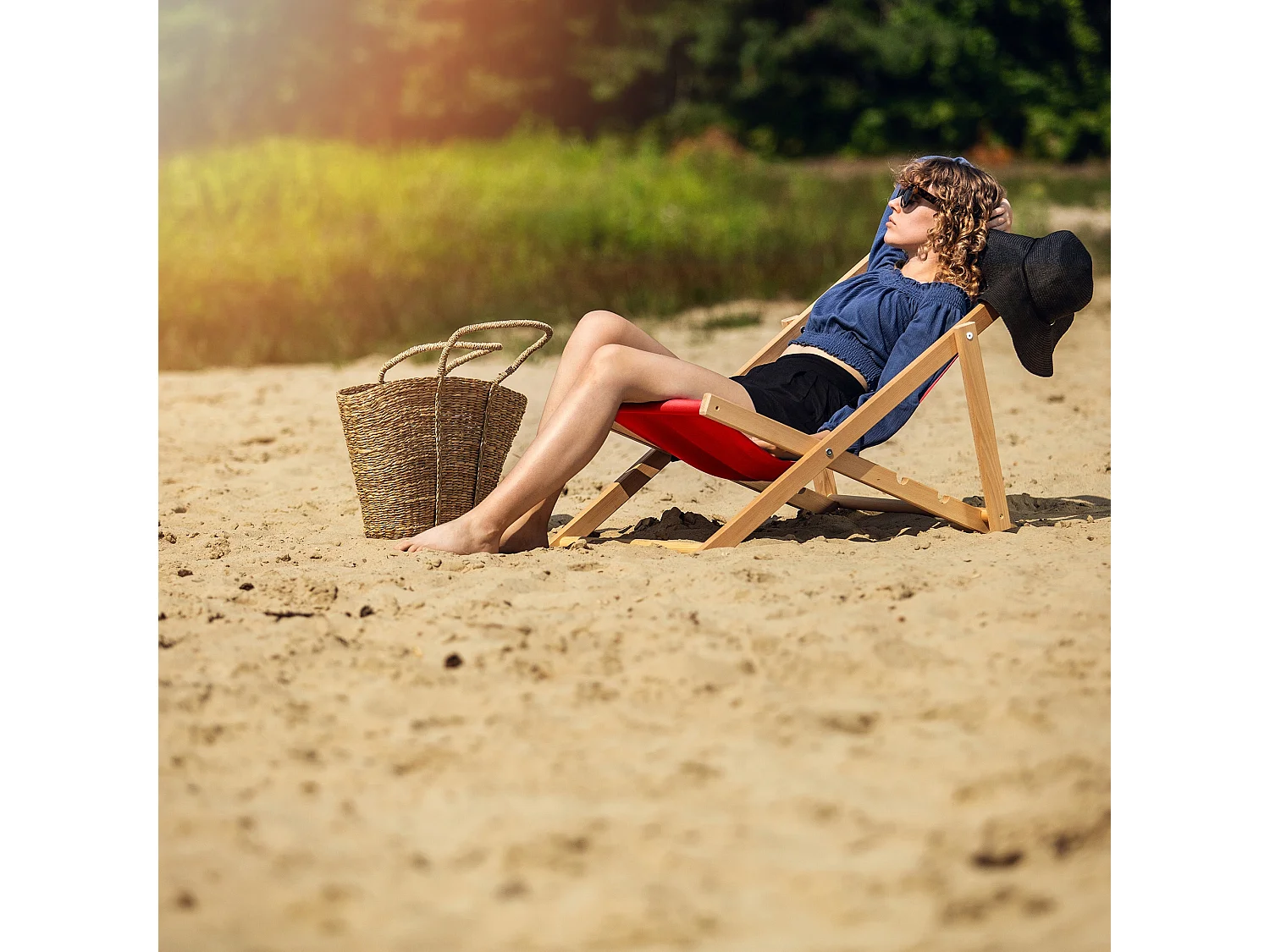 KADAX Chaise longue, chaise de plage en bois, transat jusqu'à 120 kg, chaise longue en bois de hêtre, chaises pliantes en bois, chaise de plage, chaise pliante