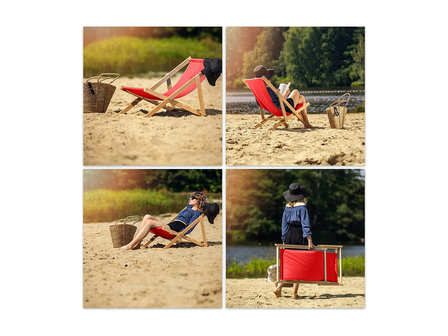 KADAX Chaise longue, chaise de plage en bois, transat jusqu'à 120 kg, chaise longue en bois de hêtre, chaises pliantes en bois, chaise de plage, chaise pliante