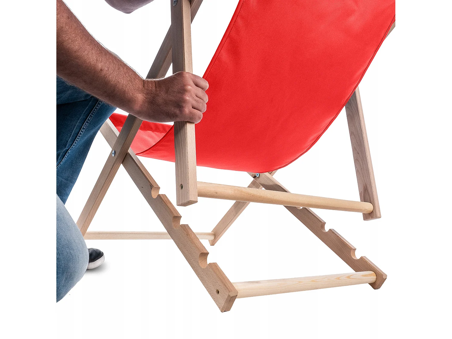 KADAX Chaise longue, chaise de plage en bois, transat jusqu'à 120 kg, chaise longue en bois de hêtre, chaises pliantes en bois, chaise de plage, chaise pliante