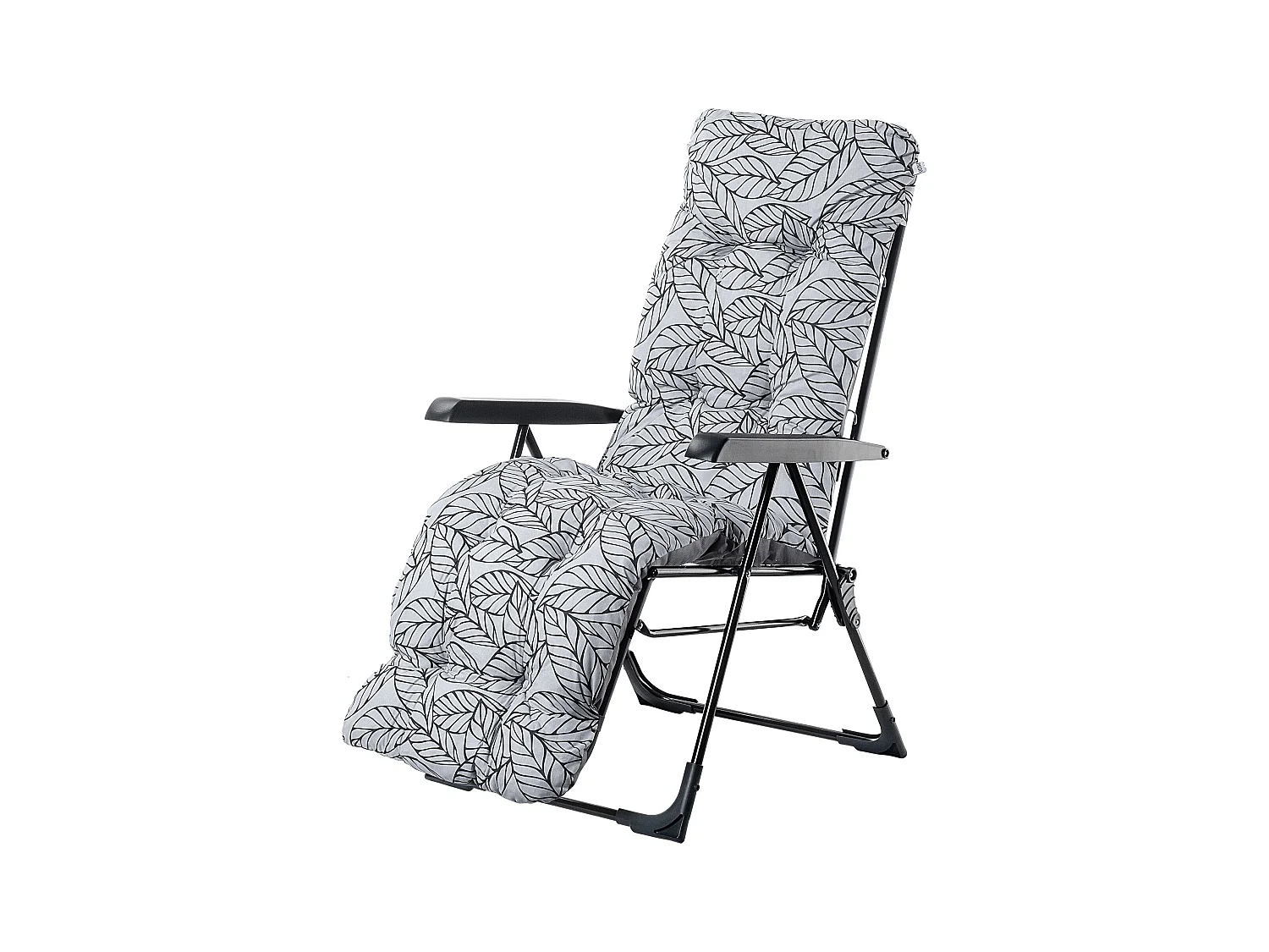 Chaise de jardin KADAX avec dossier réglable, chaise relax en acier thermolaqué, chaise pliante avec capacité de charge jusqu'à 110 kg, chaise longue avec coussin