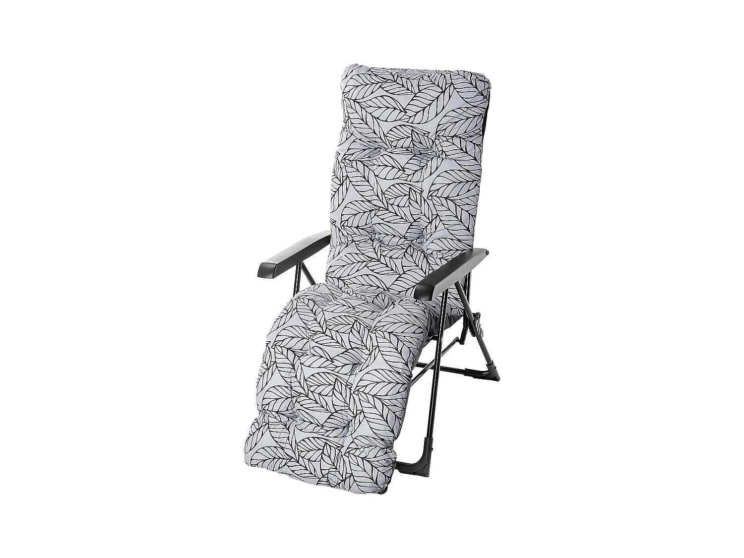 Chaise de jardin KADAX avec dossier réglable, chaise relax en acier thermolaqué, chaise pliante avec capacité de charge jusqu'à 110 kg, chaise longue avec coussin