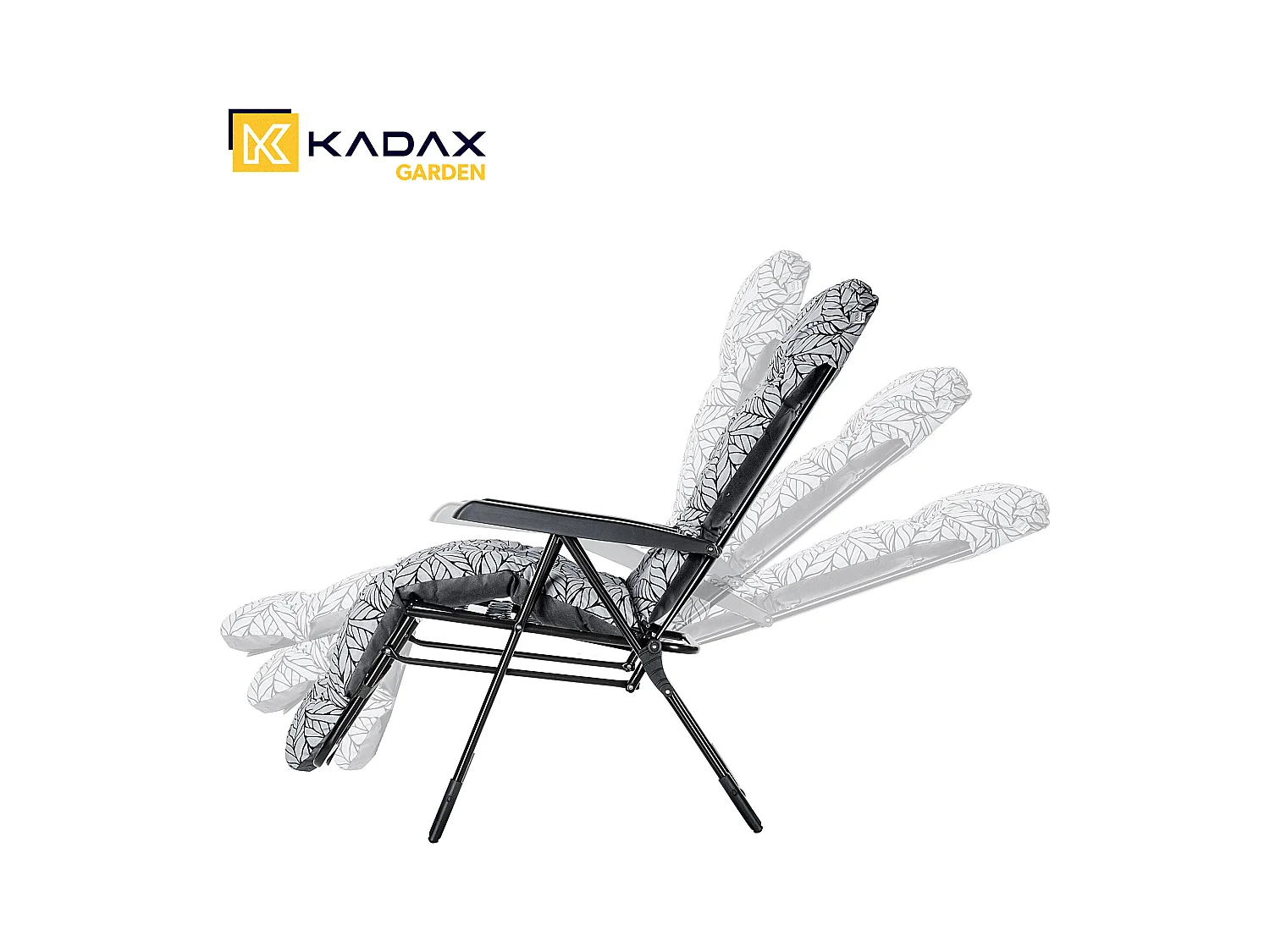 KADAX Leżak ogrodowy Soller Plus 150 x 68 cm "Szare liście"